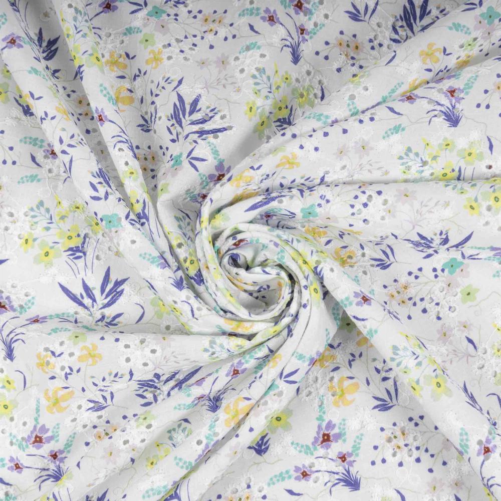 Algodón bordado floral D/1 - tejidos de algodón bordado en PUGUTEXTILE